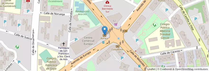 Mapa de ubicacion de Bankia en إسبانيا, منطقة مدريد, منطقة مدريد, Área Metropolitana De Madrid Y Corredor Del Henares, Fuenlabrada.