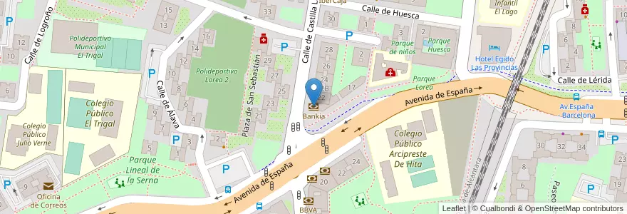 Mapa de ubicacion de Bankia en スペイン, マドリード州, Comunidad De Madrid, Área Metropolitana De Madrid Y Corredor Del Henares, Fuenlabrada.