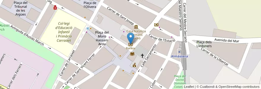 Mapa de ubicacion de Bankia en スペイン, バレンシア州, València / Valencia, L'Horta Nord, Almàssera.