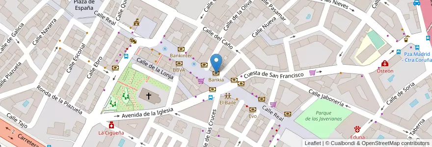 Mapa de ubicacion de Bankia en إسبانيا, منطقة مدريد, منطقة مدريد, Área Metropolitana De Madrid Y Corredor Del Henares, Las Rozas De Madrid.