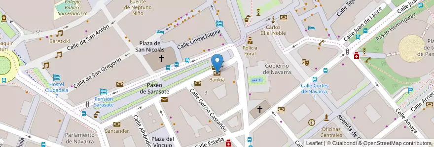 Mapa de ubicacion de Bankia en Spain, Navarre, Navarre, Pamplona.