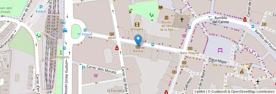 Mapa de ubicacion de Bankia en İspanya, Catalunya, Barcelona, Osona, Vic.