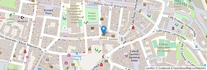 Mapa de ubicacion de Bankia en スペイン, バスク州, Bizkaia, Bilboaldea.