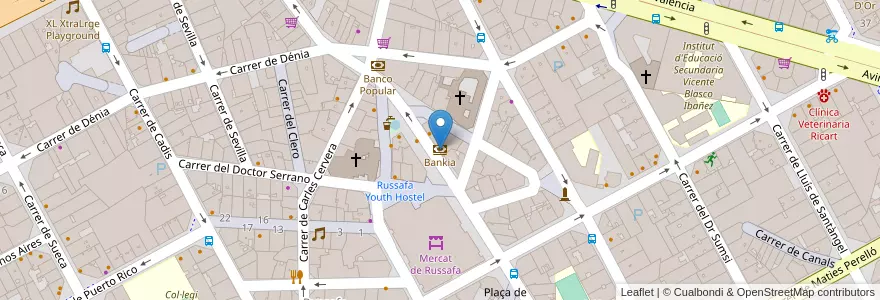 Mapa de ubicacion de Bankia en Spanje, Valencia, Valencia, Comarca De València, Valencia.