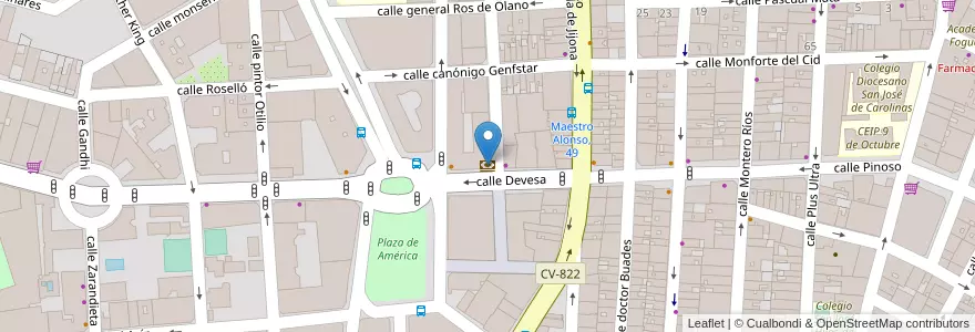 Mapa de ubicacion de Bankia en スペイン, バレンシア州, Alacant / Alicante, L'Alacantí, Alacant / Alicante.