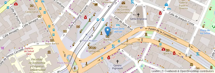 Mapa de ubicacion de Bankia en إسبانيا, أرغون, سرقسطة, Zaragoza, سرقسطة.