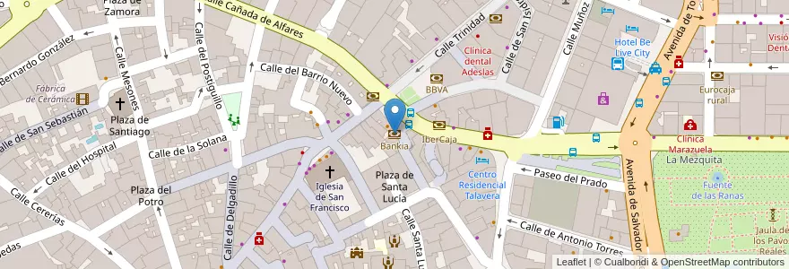 Mapa de ubicacion de Bankia en スペイン, カスティーリャ＝ラ・マンチャ州, Toledo, Talavera, Talavera De La Reina.