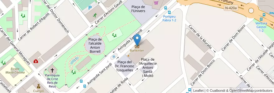 Mapa de ubicacion de Bankinter en İspanya, Catalunya, Tarragona, Baix Camp, Reus.