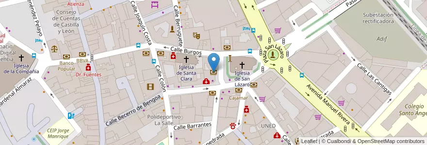 Mapa de ubicacion de Bankinter en スペイン, カスティーリャ・イ・レオン州, Palencia, Campos, Palencia.