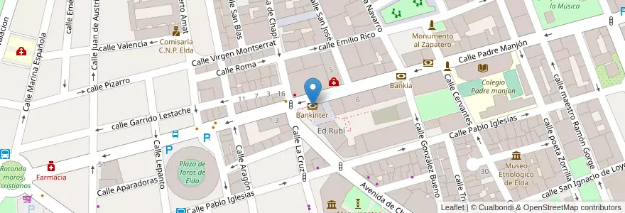 Mapa de ubicacion de Bankinter en 스페인, Comunitat Valenciana, Alacant / Alicante, El Vinalopó Mitjà / El Vinalopó Medio, Elda.
