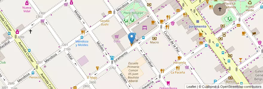 Mapa de ubicacion de Bánova, Belgrano en アルゼンチン, Ciudad Autónoma De Buenos Aires, ブエノスアイレス, Comuna 13.