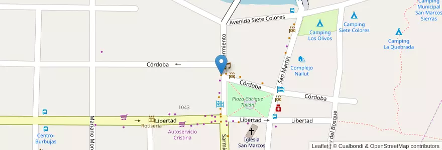 Mapa de ubicacion de Bar en Argentinië, Córdoba, Departamento Cruz Del Eje, Pedanía San Marcos, San Marcos Sierras, San Marcos Sierra.
