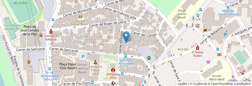 Mapa de ubicacion de Bar Agapito en スペイン, カタルーニャ州, Barcelona, バルサルネス, Badalona, Santa Coloma De Gramenet.