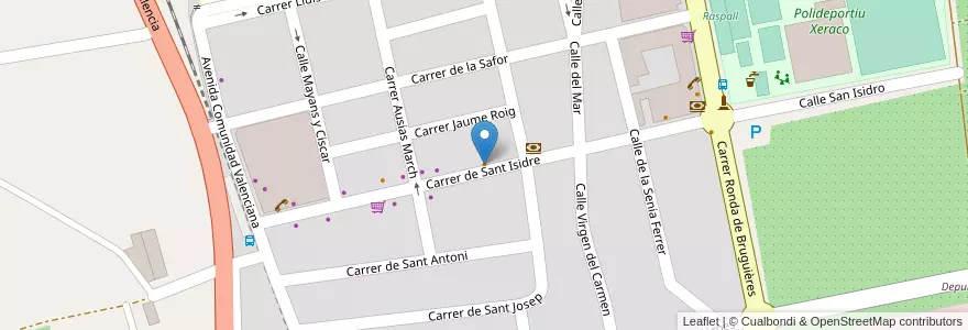 Mapa de ubicacion de Bar Alameda en İspanya, Comunitat Valenciana, València / Valencia, Safor, Xeraco.