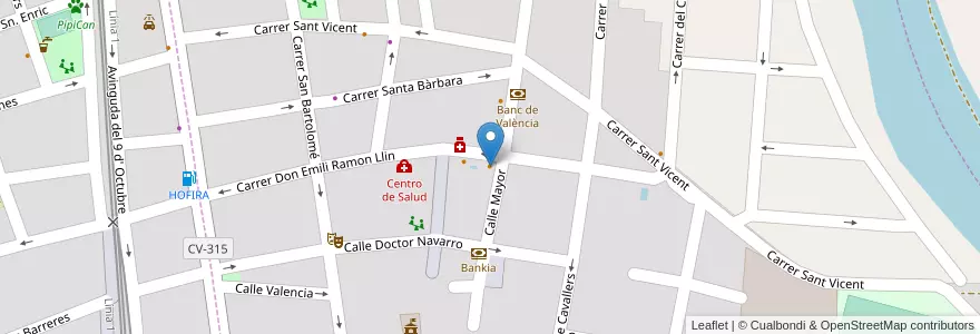 Mapa de ubicacion de Bar Alfara en Spain, Valencian Community, Valencia, L'Horta Nord, Moncada.