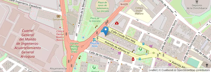 Mapa de ubicacion de Bar Alfonso VI en スペイン, カスティーリャ・イ・レオン州, サラマンカ, Campo De Salamanca, サラマンカ.