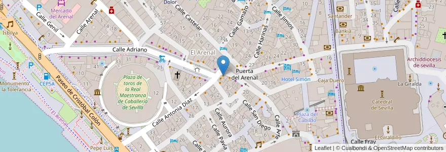 Mapa de ubicacion de Bar Arenal en Испания, Андалусия, Севилья, Севилья.
