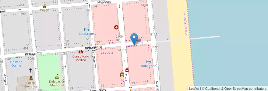Mapa de ubicacion de Bar Arenas en Argentina, La Lucila Del Mar.