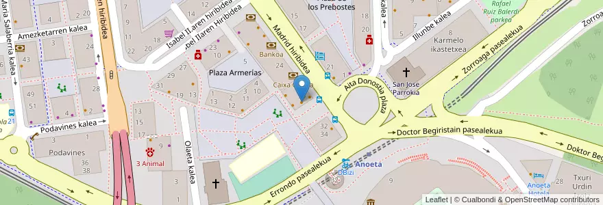 Mapa de ubicacion de Bar Arkupe en スペイン, バスク州, Gipuzkoa, Donostialdea, Donostia/San Sebastián.