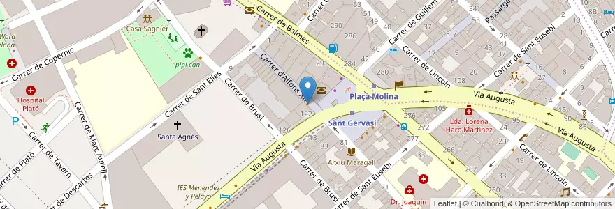 Mapa de ubicacion de Bar Augusta en 스페인, Catalunya, Barcelona, Barcelonès, 바르셀로나.