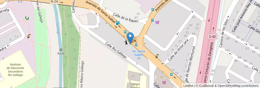 Mapa de ubicacion de Bar Avenida en スペイン, アラゴン州, サラゴサ, Zaragoza, サラゴサ.