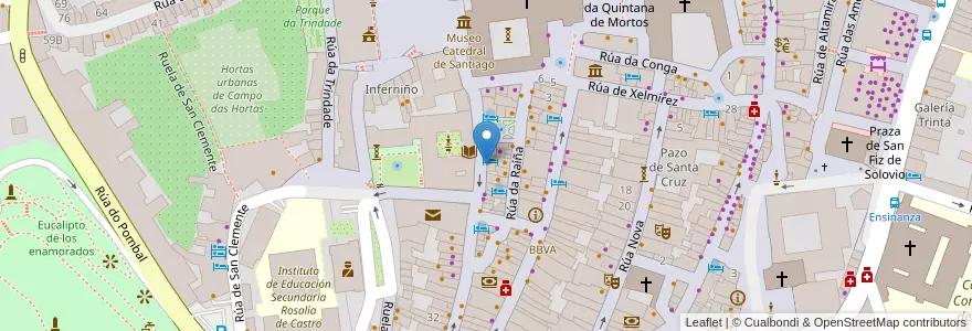 Mapa de ubicacion de Bar Barbantes en スペイン, ガリシア州, A Coruña, Santiago, Santiago De Compostela.