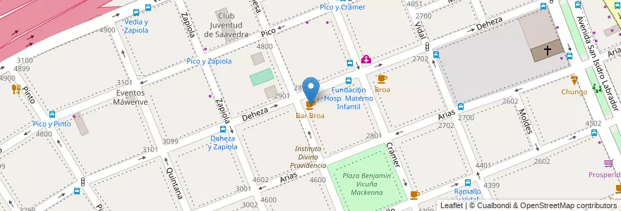 Mapa de ubicacion de Bar Broa, Saavedra en アルゼンチン, Ciudad Autónoma De Buenos Aires, Comuna 12, Partido De Vicente López, ブエノスアイレス, Vicente López.