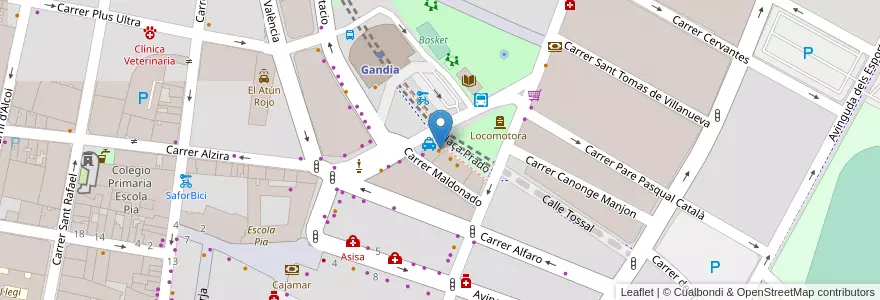 Mapa de ubicacion de Bar Bus en スペイン, バレンシア州, València / Valencia, Safor, Gandia.