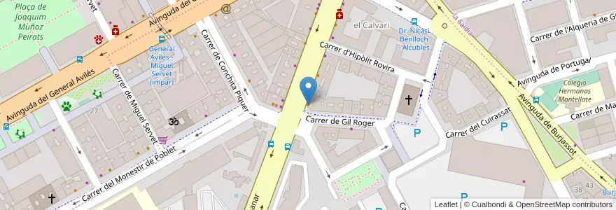 Mapa de ubicacion de Bar Cafeteria Avenida en إسبانيا, منطقة بلنسية, فالنسيا, Comarca De València, فالنسيا.