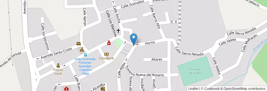 Mapa de ubicacion de Bar Calleja en スペイン, アンダルシア州, Granada, Comarca De La Vega De Granada, Pulianas.