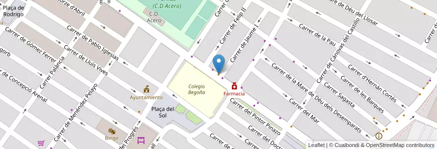 Mapa de ubicacion de Bar Campo en スペイン, バレンシア州, València / Valencia, El Camp De Morvedre, Sagunt / Sagunto.