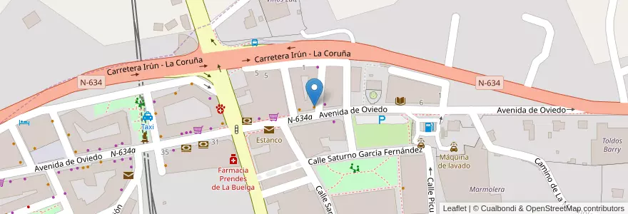 Mapa de ubicacion de Bar Cangas en İspanya, Asturias, Asturias, Siero.
