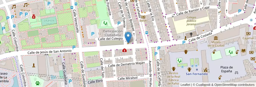 Mapa de ubicacion de Bar Castilla en Spanien, Autonome Gemeinschaft Madrid, Autonome Gemeinschaft Madrid, Área Metropolitana De Madrid Y Corredor Del Henares, Coslada.