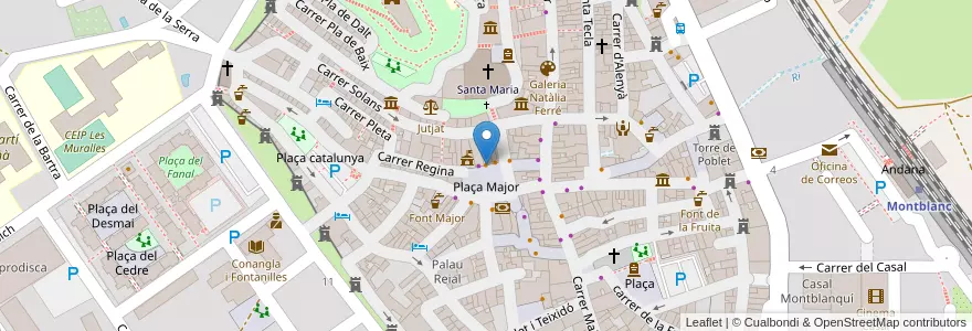 Mapa de ubicacion de Bar Central Plaça en Espagne, Catalogne, Tarragone, Conche De Barbéra, Montblanc.