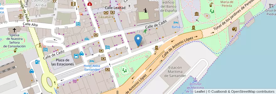 Mapa de ubicacion de Bar Cos & Cos en スペイン, カンタブリア州, カンタブリア州, Santander, Santander.