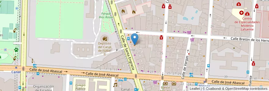 Mapa de ubicacion de Bar Cruz de Mayo en Spanje, Comunidad De Madrid, Comunidad De Madrid, Área Metropolitana De Madrid Y Corredor Del Henares, Madrid.