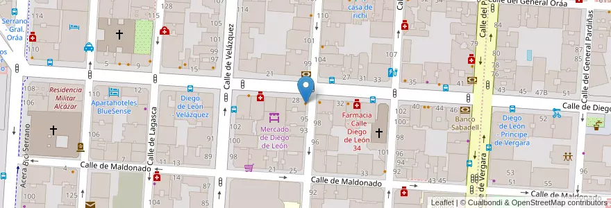 Mapa de ubicacion de Bar Cruz en Spanien, Autonome Gemeinschaft Madrid, Autonome Gemeinschaft Madrid, Área Metropolitana De Madrid Y Corredor Del Henares, Madrid.