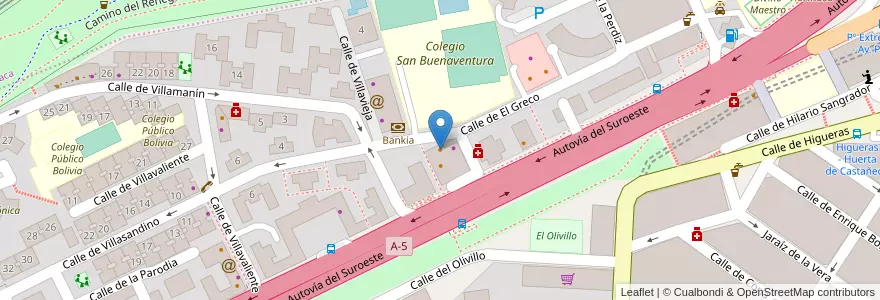 Mapa de ubicacion de Bar De La Fuente en 西班牙, Comunidad De Madrid, Comunidad De Madrid, Área Metropolitana De Madrid Y Corredor Del Henares, Madrid.