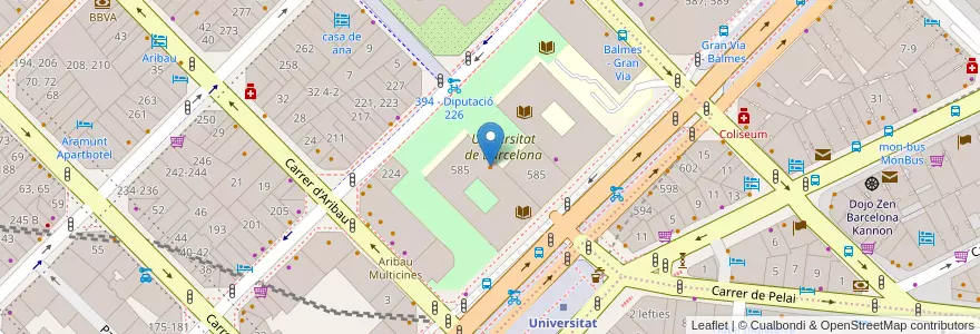 Mapa de ubicacion de Bar de la Universitat en Espagne, Catalogne, Barcelone, Barcelonais, Barcelone.