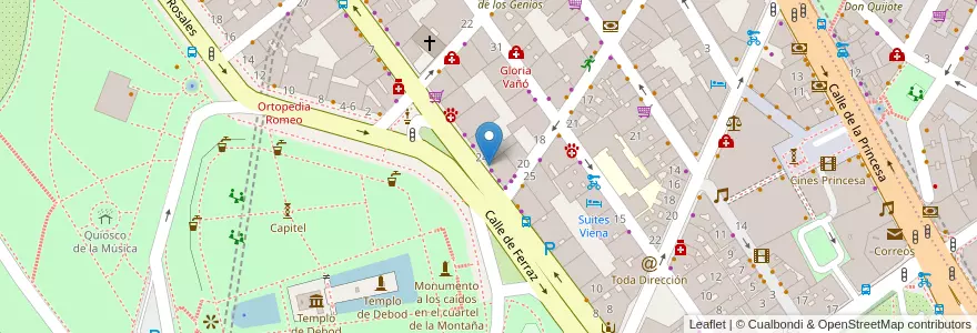 Mapa de ubicacion de Bar Debod en Испания, Мадрид, Мадрид, Área Metropolitana De Madrid Y Corredor Del Henares, Мадрид.
