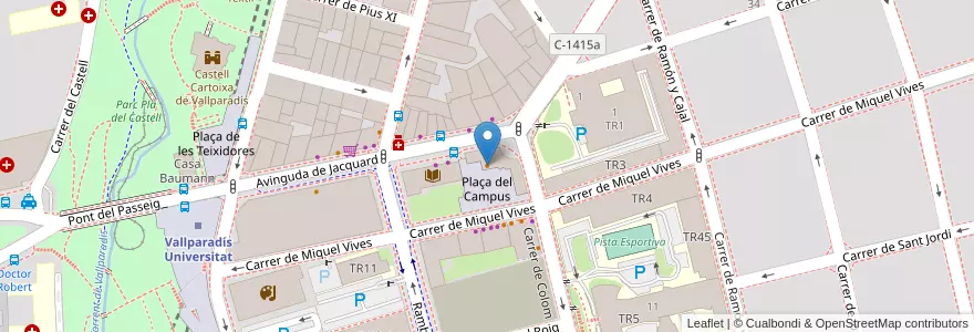 Mapa de ubicacion de Bar del Campus en Espanha, Catalunha, Barcelona, Vallès Occidental, Terrassa.