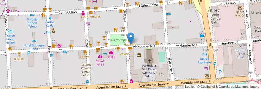 Mapa de ubicacion de Bar Dorrego, San Telmo en 阿根廷, Ciudad Autónoma De Buenos Aires, Comuna 1, 布宜诺斯艾利斯.