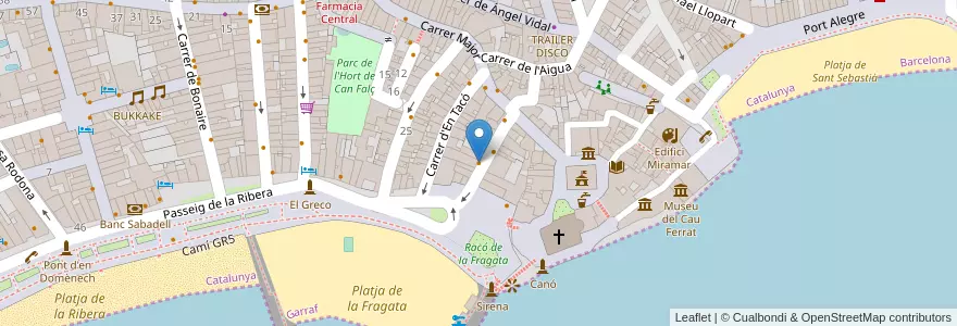 Mapa de ubicacion de Bar El Donostiarra en Spanien, Katalonien, Barcelona, Garraf, Sitges.