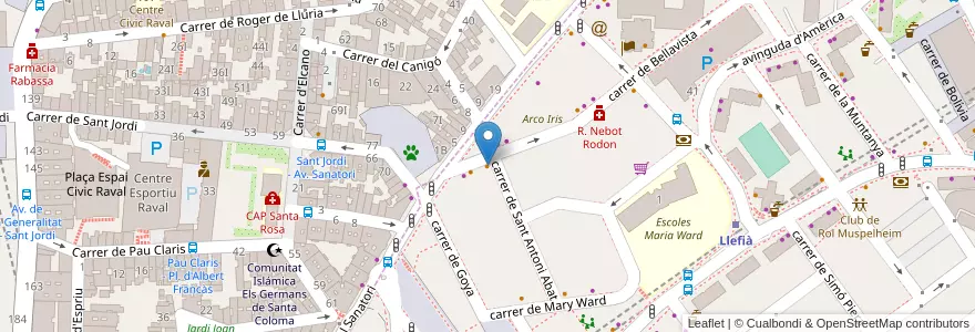Mapa de ubicacion de Bar El Pesca en スペイン, カタルーニャ州, Barcelona, バルサルネス, Badalona, Santa Coloma De Gramenet.