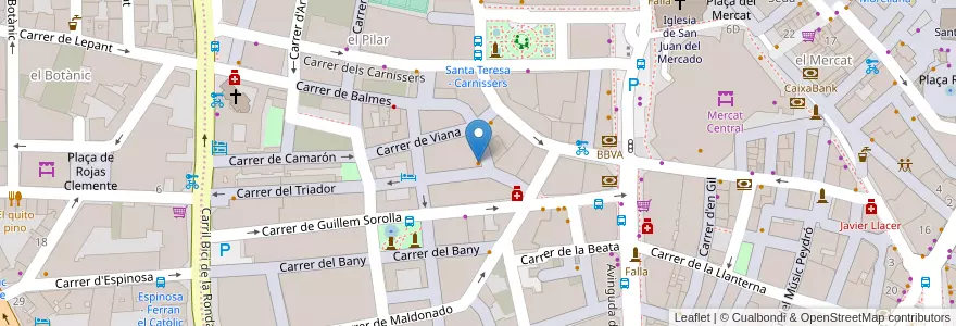 Mapa de ubicacion de Bar els Cremats en スペイン, バレンシア州, València / Valencia, Comarca De València, València.