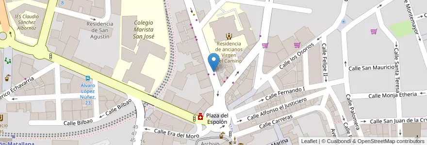 Mapa de ubicacion de Bar Erika en スペイン, カスティーリャ・イ・レオン州, León, Tierra De León, レオン.
