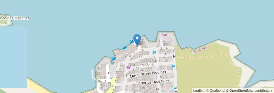 Mapa de ubicacion de Bar Es Moll en Spanje, España (Mar Territorial), Menorca, Balearen.