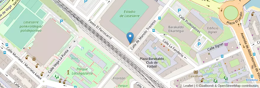 Mapa de ubicacion de Bar Estadio Lasesarre Barakaldo CF en 스페인, Euskadi, Bizkaia, Bilboaldea, Sestao.