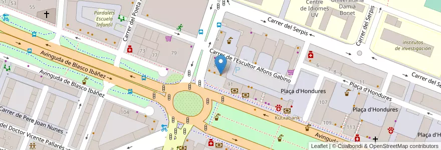 Mapa de ubicacion de Bar Farinae en スペイン, バレンシア州, València / Valencia, Comarca De València, València.