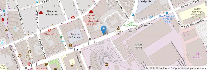 Mapa de ubicacion de Bar Figueras en Испания, Каталония, Барселона, Гарраф, Vilanova I La Geltrú.